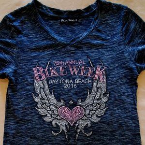 2016 Daytona Beach 75th Bike Week Annual Rally Bling Shirt T-Shirt Top